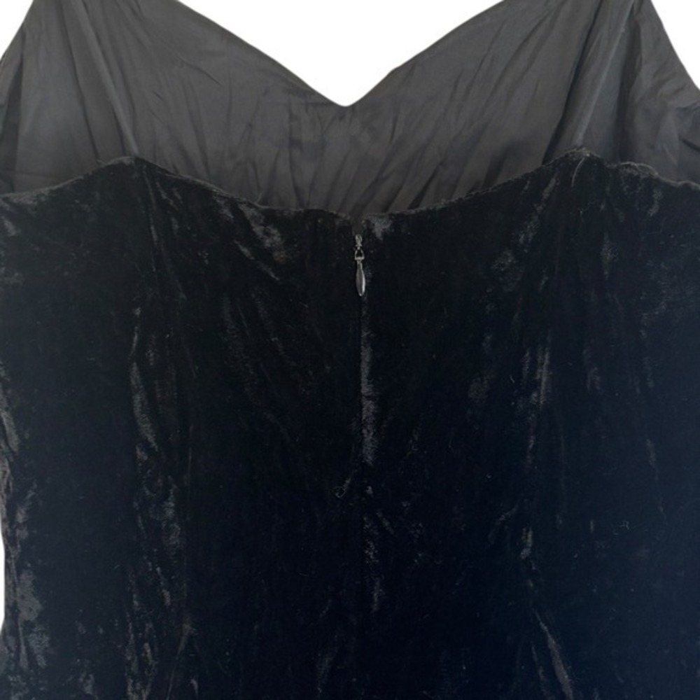 Vintage Womens Alex Evenings Black Velvet Strappy Mini Dress Sz S Whimsigoth - Picture 6 of 9